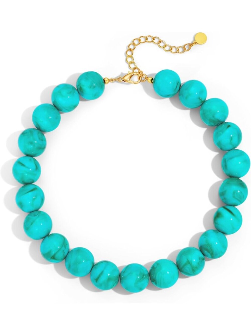 Women's 20MM Turquiso Chunky Resin Bead Choker Boho Summer Beach Jewelry